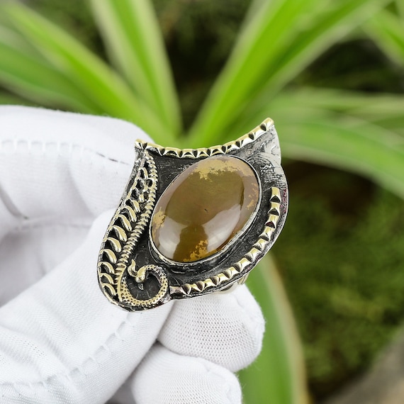 Tibetan Turquoise Ring: Handmade 925 Sterling Silver, 18k Gold Plated, Adjustable Tibetan Turquoise Ring: Handmade 925 Sterling Silver, 18k Gold Plated, Adjustable