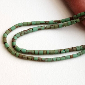 1.5-2.5mm Afghanistan Turquoise Beads, 12 Inches Greenish Blue Colored Turquoise Tube Rondelles For Jewelry (1strand To 10strands Option)