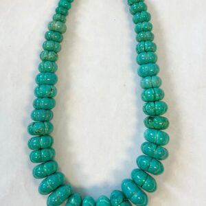 Turquoise 12x6mm-24x12mm Carved  graduated rondelle gemstone bead -15.5 inch strand