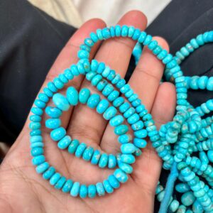 14 Inches Strand, Natural Arizona Turquoise Smooth Rondelles, Size 5-6mm Approx 14 Inches Strand, Natural Arizona Turquoise Smooth Rondelles, Size 5-6mm Approx