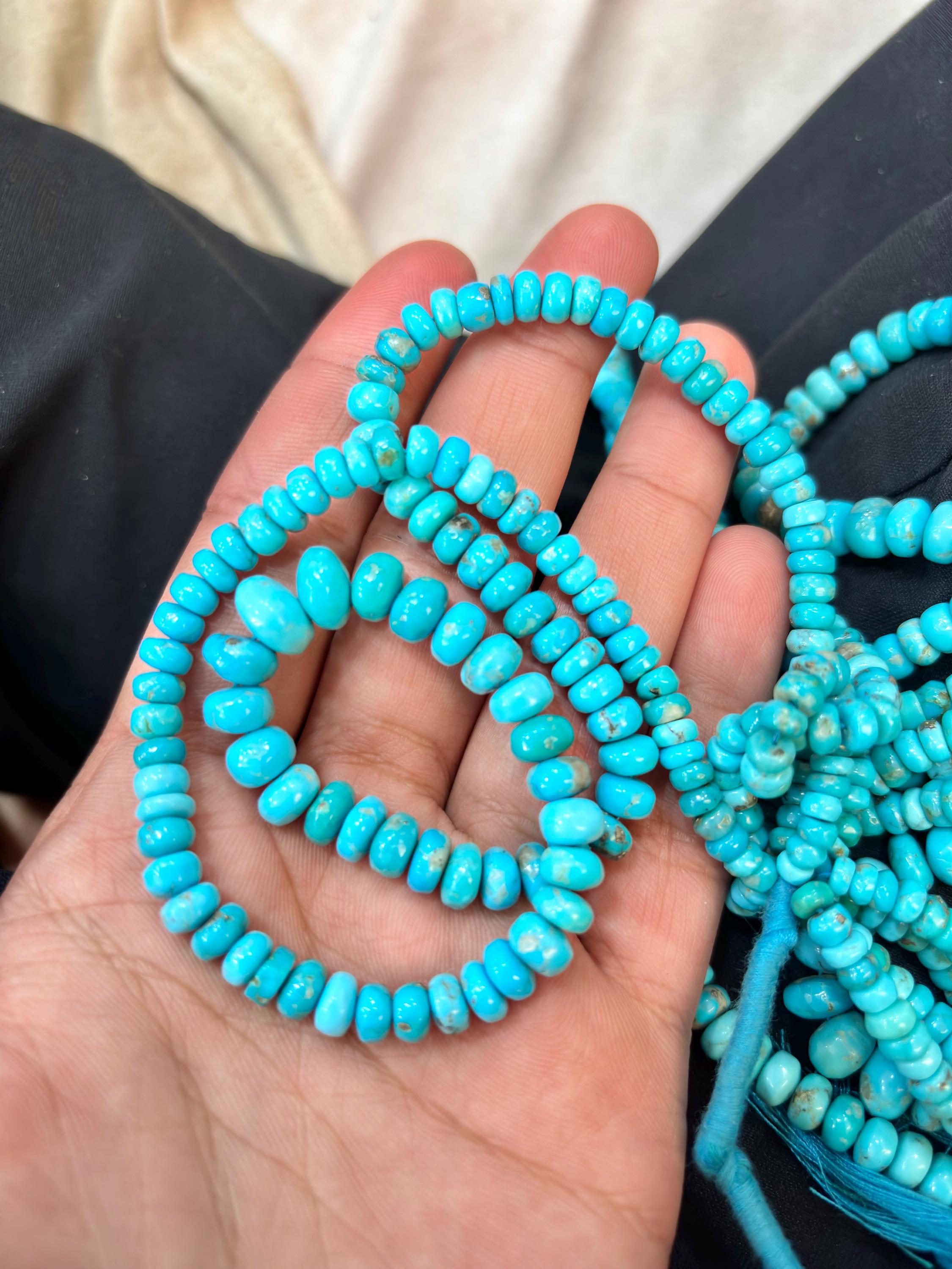14 Inches Strand, Natural Arizona Turquoise Smooth Rondelles, Size 5-6mm Approx 14 Inches Strand, Natural Arizona Turquoise Smooth Rondelles, Size 5-6mm Approx