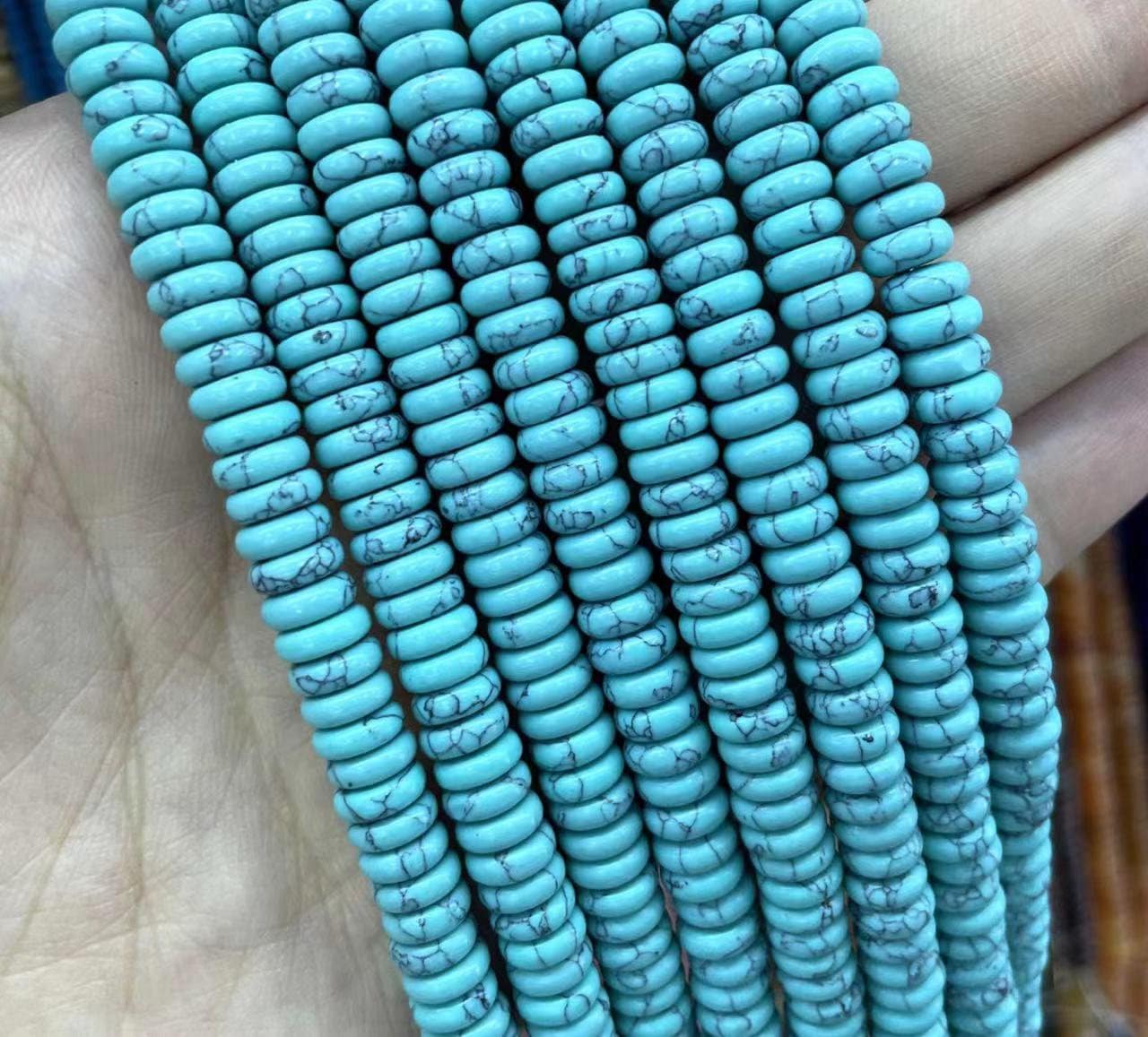 2x6mm Turquoise Rondelle Beads,abacus Turquoise Beads,whell Beads,flat Beads, Spacer Beads Wholesale Supply,one Strand 15",rondelle Beads