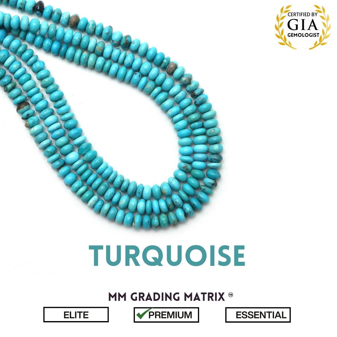 6mm Turquoise Smooth Rondelle Shape Beads, Natural Turquoise Plain Gemstone Beads, Beads For Jewelry Making, December Birthstone 18 Inches
