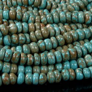 8x3mm Turquoise Green Brown Gemstone Rondelle Loose Beads (d180)