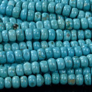8x5mm Blue Turquoise Gemstone Rondelle Loose Beads (d180)