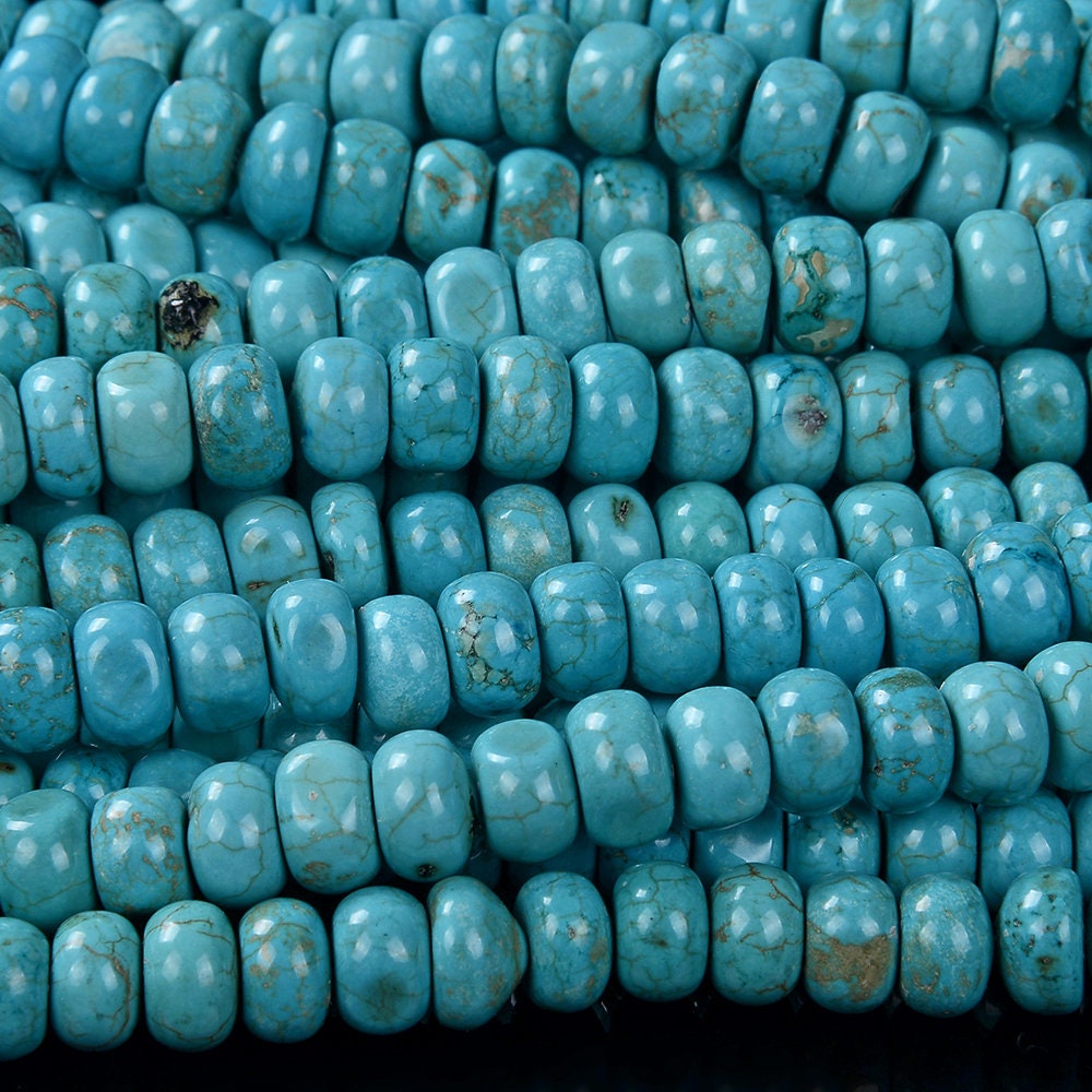 8x5mm Blue Turquoise Gemstone Rondelle Loose Beads (d180)