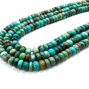 Blue Hubei Turquoise Rondelle Beads: Healing Gemstone Jewelry Supplies