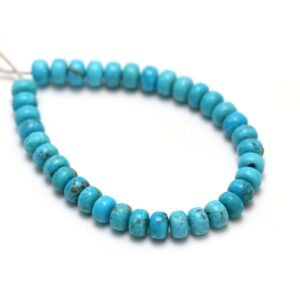 Calibrated Natural Turquoise Smooth Rondelle Beads | 8 mm | Turquoise Beads | 8 Inch/ 16 Inch Full Strand | Price Per Strand
