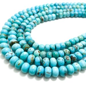 Genuine Blue Turquoise Natural Arizona Turquoise Grade Aaa Smooth Polished Rondelle Gemstone Beads (8mm 10mm) - Pgs368