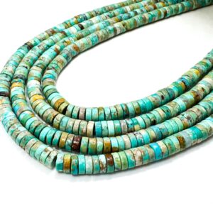 Turquoise Heishi Rondelle Beads: Natural Green/blue Gemstone, 2mm X 6mm, 16" Strand