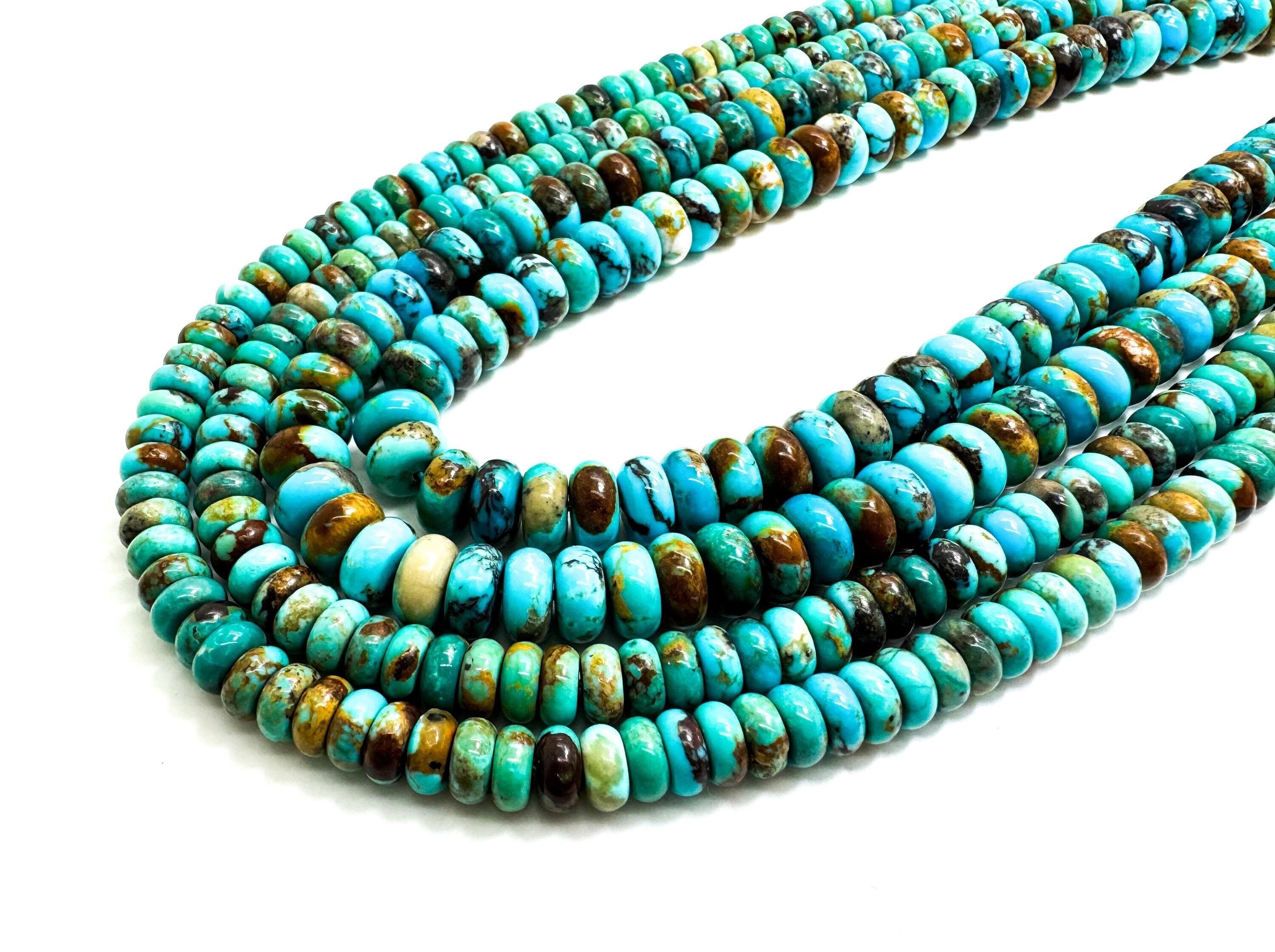 Kingman Turquoise Rondelle Beads: Arizona Blue Gemstone, 3x6mm Or 4x8mm
