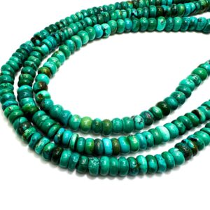 Natural Turquoise Beads: 7mm Polished Rondelle Gemstone Strand