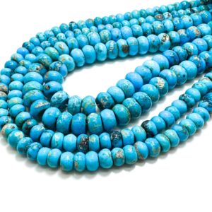 Natural Genuine Blue Kingman Turquoise Beads: Arizona Smooth Rondelle Gemstone Pgs402