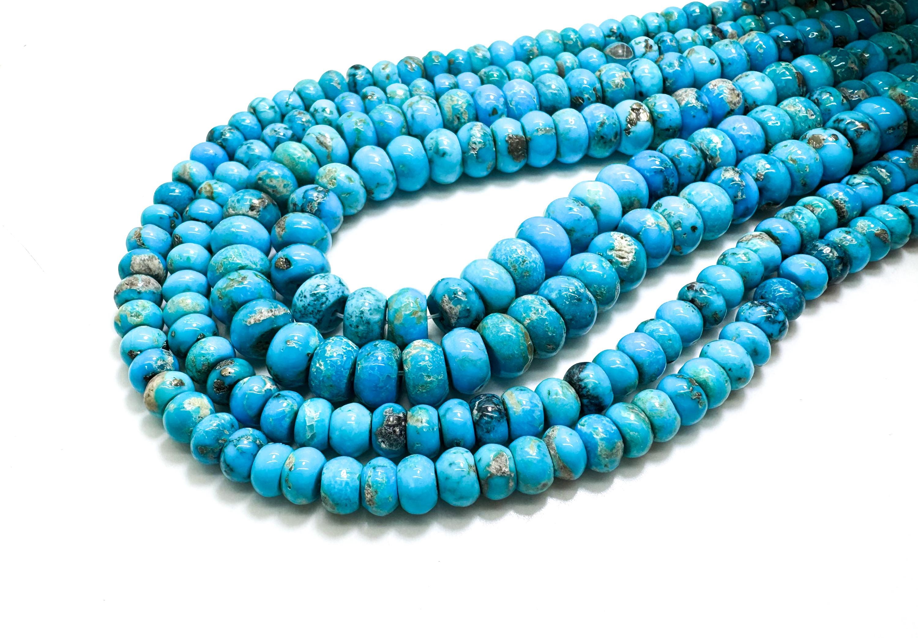 Natural Genuine Blue Kingman Turquoise Beads: Arizona Smooth Rondelle Gemstone Pgs402