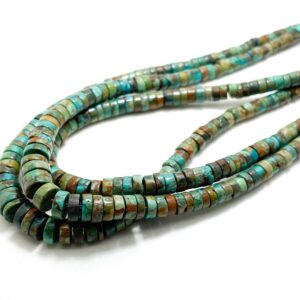Natural Genuine Turquoise Polished Smooth Tube Cylinder Heishi Rondelle 2mm X 4mm ~ 3mm X 8mm Gemstone Beads - Pgs362b