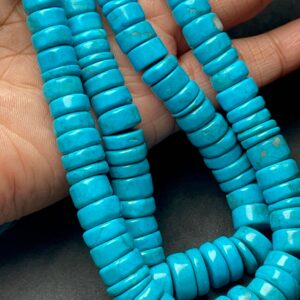 Natural Sleeping Beauty Turquoise Smooth Tyre Shaped Beads 6.5-11 Mm Approx Turquoise Disc Shaped Beads 15 Inches Strand Natural Sleeping Beauty Turquoise Smooth Tyre Shaped Beads 6.5-11 Mm Approx Turquoise Disc Shaped Beads 15 Inches Strand