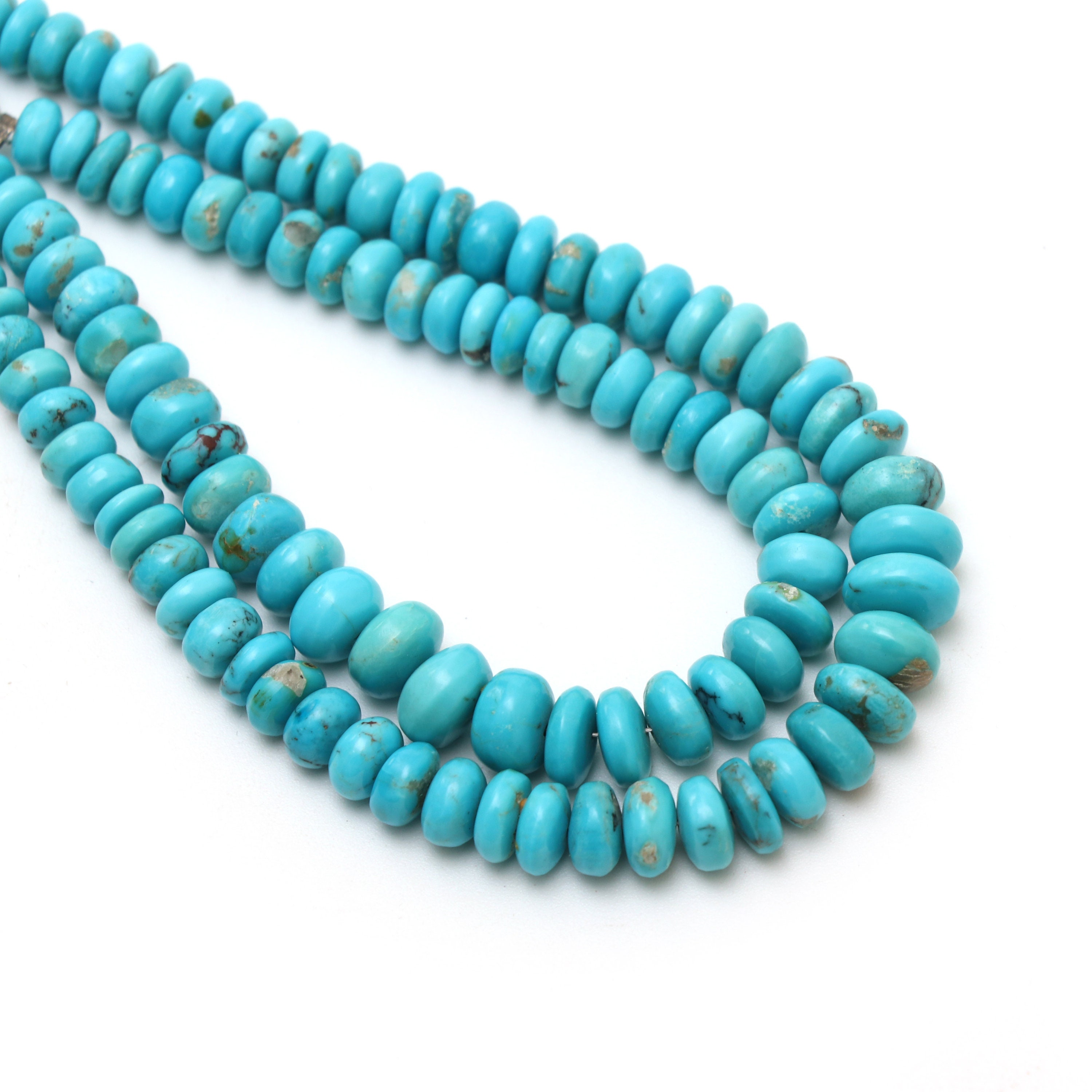 Natural Turquoise Smooth Rondelle Beads, 6 Mm To 8 Mm, Turquoise Jewelry Handmade Gift For Women, 8 / 18inches Full Strand, Price Per Strand