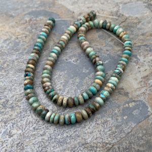 Turquoise Rondelles with Brown Matrix, Smooth, 6 x 3.5 to 4mm, 16 inch strand