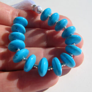 Turquoise saucer rondelles • 10x4mm • AAA smooth polished • Natural stone • Stabilised colour enhanced • blue