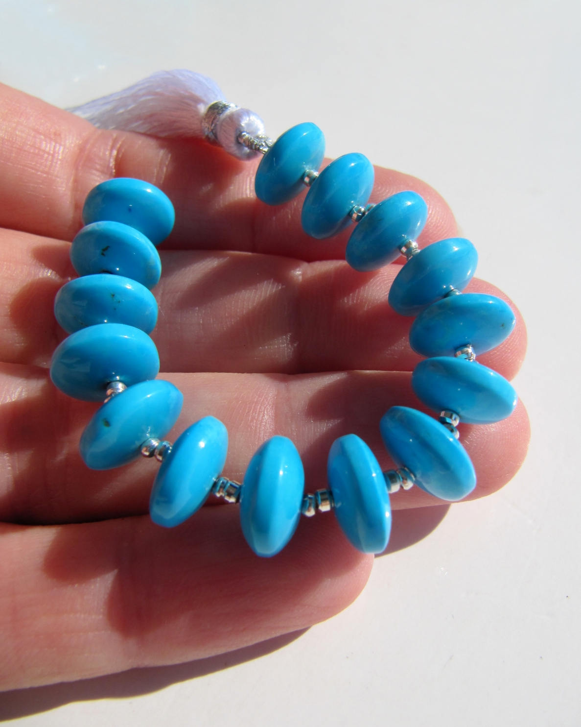 Turquoise Saucer Rondelles • 10x4mm • Aaa Smooth Polished • Natural Stone • Stabilised Colour Enhanced • Blue