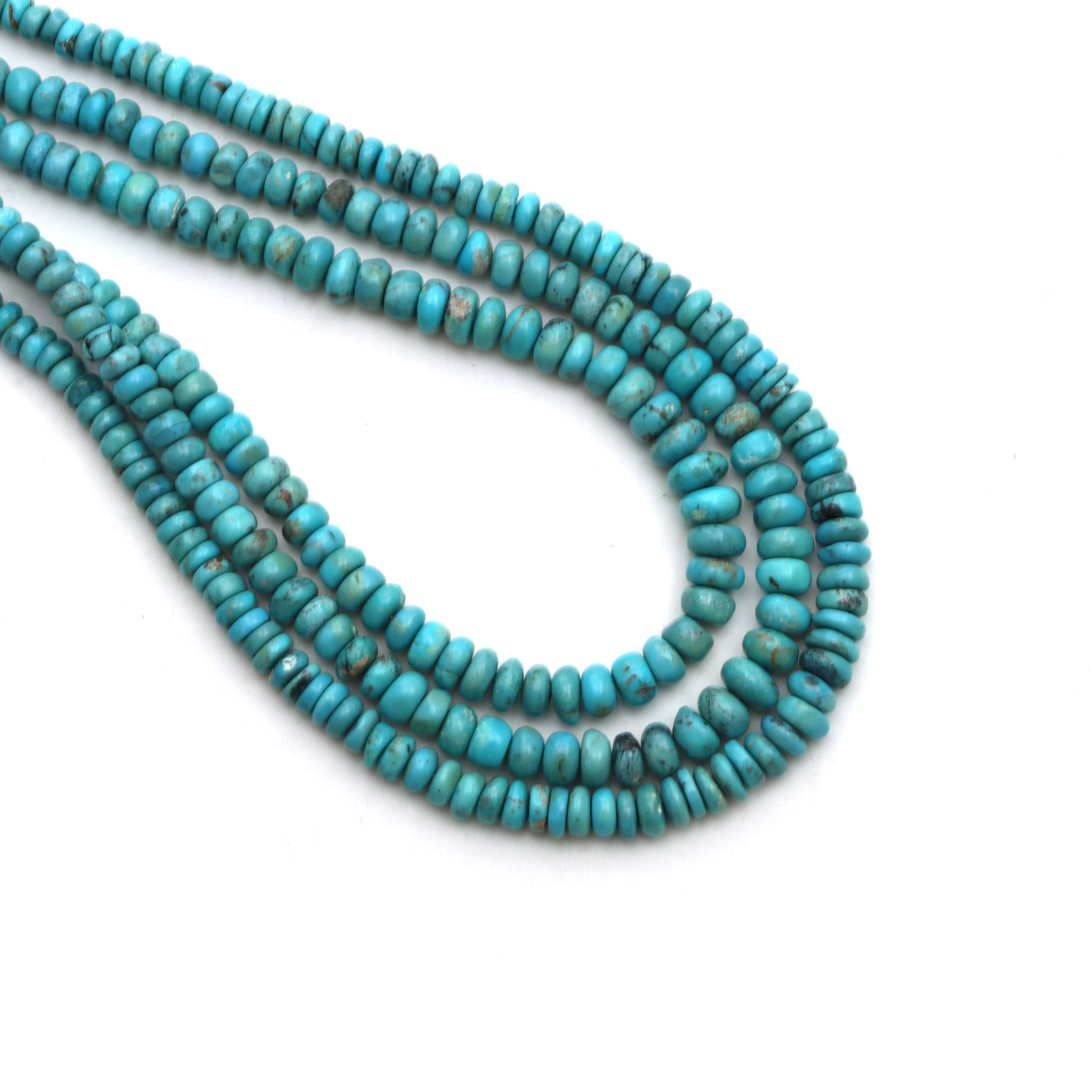 Turquoise Smooth Rondelle Beads, 3.5 Mm To 6 Mm, Turquoise Jewelry Making Beads, Plain Rondelle Turquoise, 18 Inch Strand, Price Per Strand