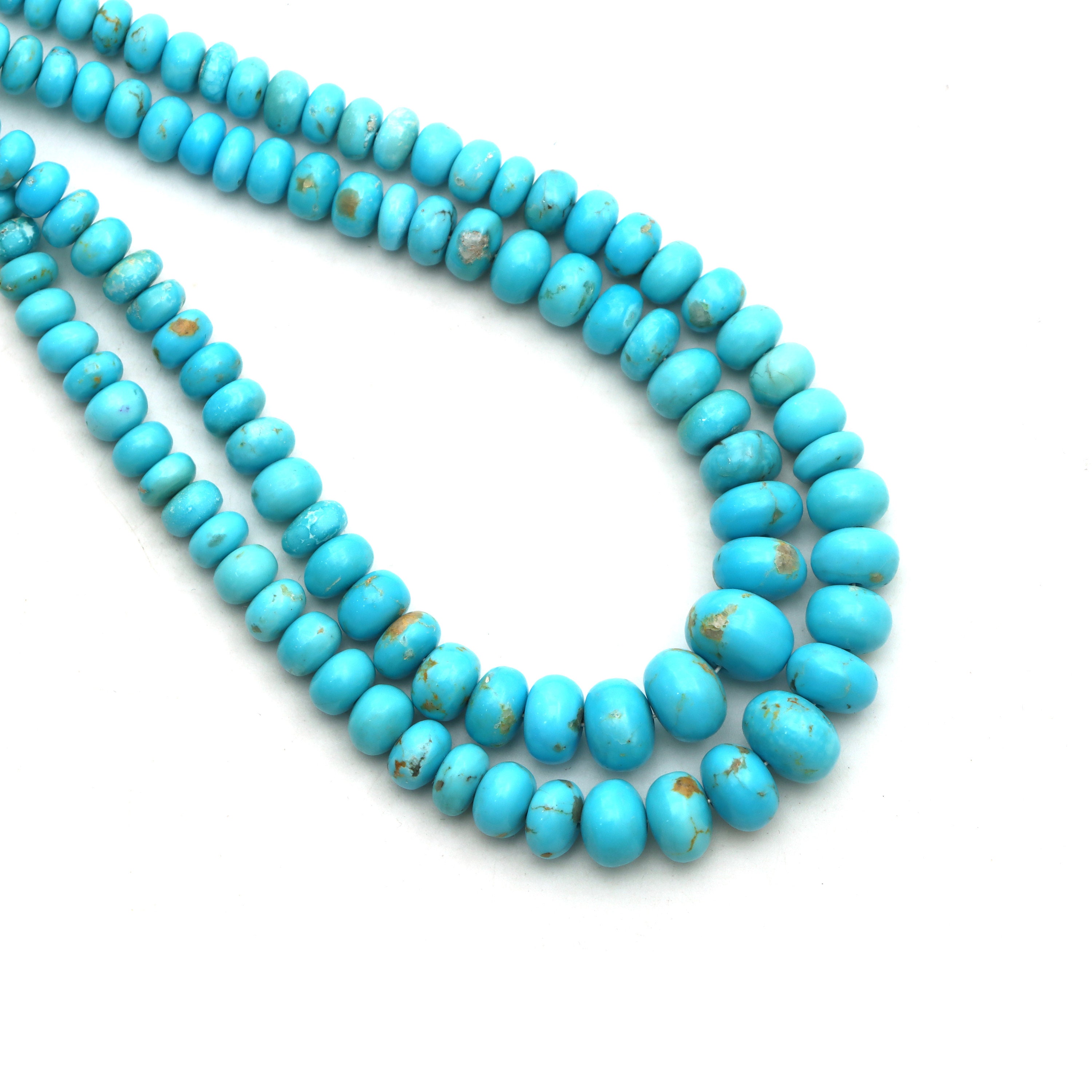 Turquoise Smooth Rondelle Beads, 4 Mm To 8.5 Mm, Turquoise Jewelry Making Beads, Unique Beads 18 Inches Full Strand, Price Per Strand