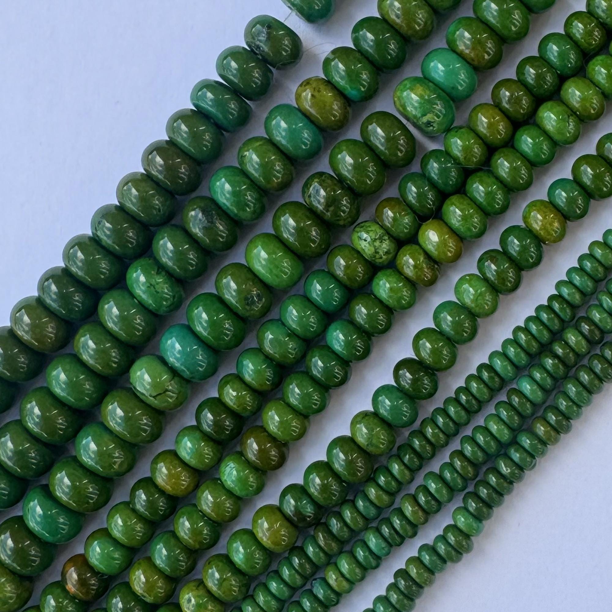 Yellowish Green Turquoise Rondelle Button Beads Gemstone 15" Strand 4m 6mm 8mm Yellowish Green Turquoise Rondelle Button Beads Gemstone 15" Strand 4m 6mm 8mm