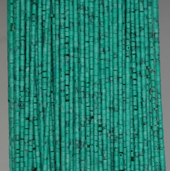 1.5-2mm Turquoise Gemstone Green Blue Round Tube Heishi Loose Beads 12.5 Inch Lot 1,2,6,12 And 50 (90189255-107-t3)