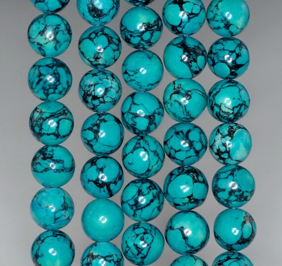 10mm Blue Turquoise Gemstone Aqua Swirls Round 10mm Loose Beads 16 Inch Full Strand Lot 1,2,6 And 12 (90186739-774)