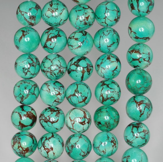 10mm Green Turquoise Gemstone Round 10mm Loose Beads 16 Inch Full Strand (90186731-773)