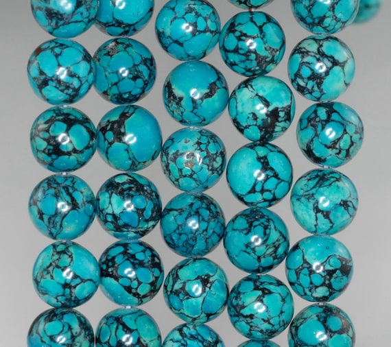 12mm Blue Turquoise Gemstone Swirls Round 12mm Loose Beads 16 Inch Full Strand Lot 1,2,6, 12 And 50 (90186718-771)