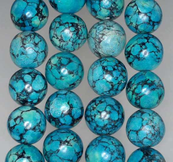 14mm Blue Turquoise Gemstone Swirls Round 14mm Loose Beads 16 Inch Full Strand Lot 1,2,6 And 12  (90186707-770)