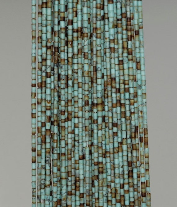 1mm Turquoise Gemstone Green Brown Round Tube Heishi Loose Beads 14 Inch Full Strand Lot 1,2,6,12 And 50 (90184276-849)