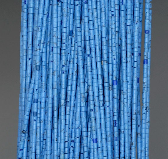 2mm Blue Turquoise Gemstone Round Tube Heishi Loose Beads 12.5 Inch Full Strand Lot 1,2,6,12 And 50 (90184299-850)