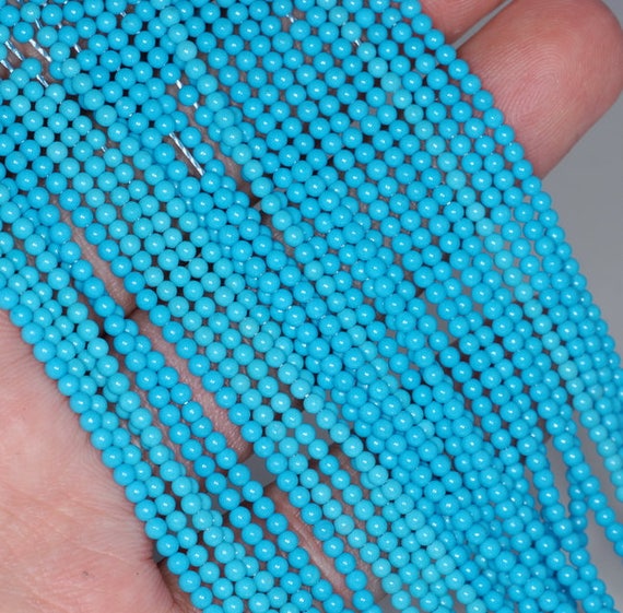 2mm Queen Turquoise Gemstone Blue Round 2mm Loose Beads 16 Inch Full Strand Lot 1,2,6,12 And 50  (90113976-107-t1)