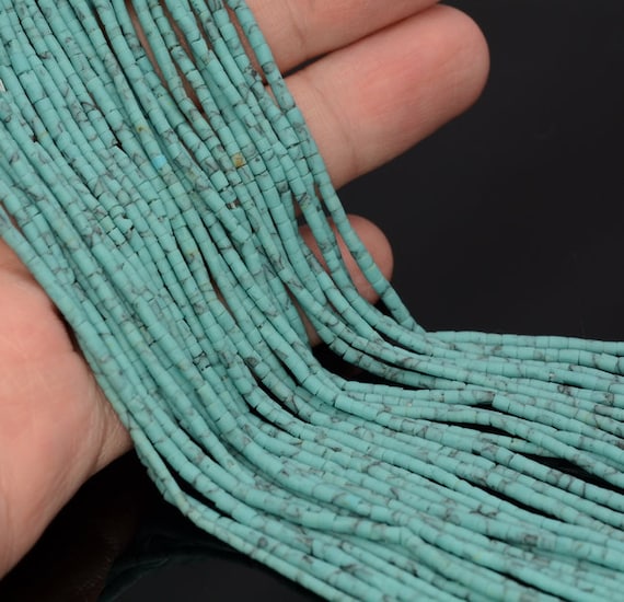 2x1mm Turquoise Gemstone Light Blue Round Tube Heishi 2mm Loose Beads 12.5 Inch Full Strand Lot 1,2,6,12 And 50 (80005596-473)