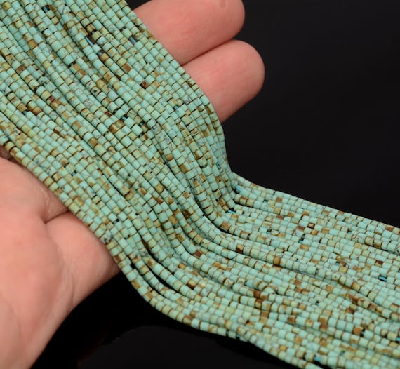 2x2mm Turquoise Gemstone Blue Brown Round Tube Heishi 2mm Loose Beads 12.5 Inch Full Strand Lot 1,2,6,12 And 50 (80005614-473)