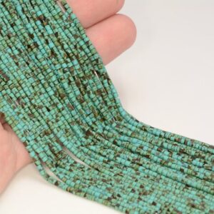 2x2mm Turquoise Gemstone Green Brown Round Tube Heishi 2mm Loose Beads 12.5 inch Full Strand LOT 1,2,6,12 and 50 (80005621-473) 2x2mm Turquoise Gemstone Green Brown Round Tube Heishi 2mm Loose Beads 12.5 inch Full Strand LOT 1,2,6,12 and 50 (80005621-473)