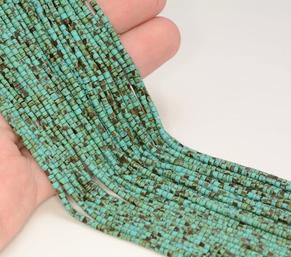 2x2mm Turquoise Gemstone Green Brown Round Tube Heishi 2mm Loose Beads 12.5 Inch Full Strand Lot 1,2,6,12 And 50 (80005621-473)