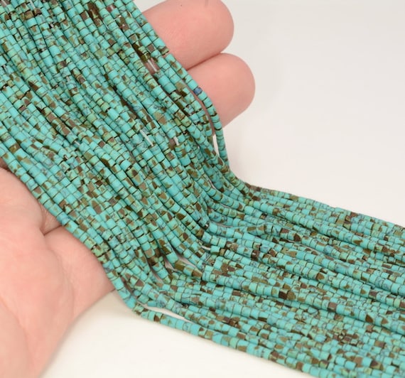2x2mm Turquoise Gemstone Green Brown Round Tube Heishi 2mm Loose Beads 12.5 Inch Full Strand Lot 1,2,6,12 And 50 (80005622-473)