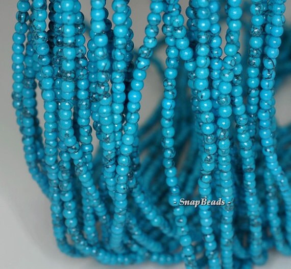 3mm Turquoise Gemstone Blue Turquoise Round 3mm Loose Beads 15.5 Inch Full Strand Lot 1,2,6,12 And 50 (90189239-107-t3)