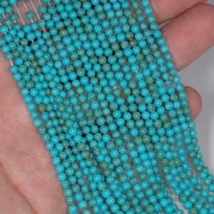 3mm Turquoise Gemstone Turquoise Blue Green Round 3mm Loose Beads 15.5 inch Full Strand LOT 1,2,6,12 and 50 (90189238-107-T3) 3mm Turquoise Gemstone Turquoise Blue Green Round 3mm Loose Beads 15.5 inch Full Strand LOT 1,2,6,12 and 50 (90189238-107-T3)
