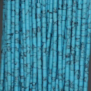 3mm Turquoise Gemstone Blue Stripe Round Tube Heishi Loose Beads 12 inch Full Strand LOT 1,2,6,12 and 50 (90184315-848) 3mm Turquoise Gemstone Blue Stripe Round Tube Heishi Loose Beads 12 inch Full Strand LOT 1,2,6,12 and 50 (90184315-848)