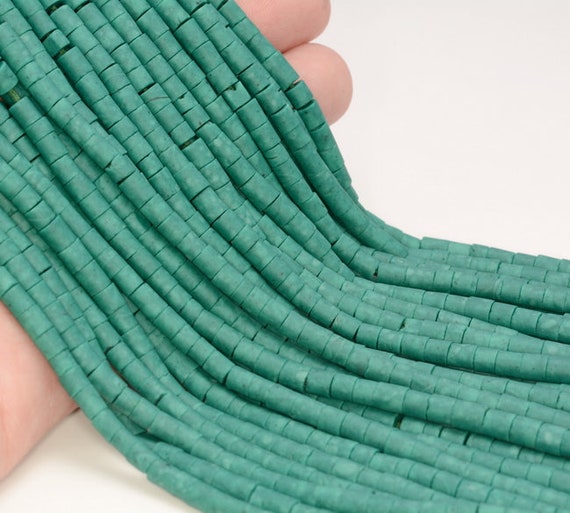 5x4mm Turquoise Gemstone Green Round Tube Heishi Loose Beads 13 Inch Full Strand Lot 1,2,6,12 And 50 (80005642-473)
