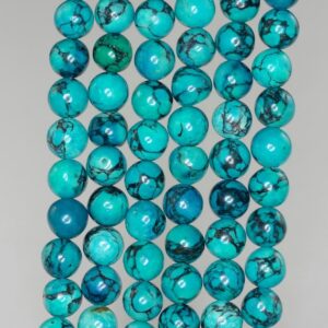 6mm Blue Turquoise Gemstone Black Swirls Round 6mm Loose Beads 16 inch Full Strand LOT 1,2,6,12 and 50 (90186776-772) 6mm Blue Turquoise Gemstone Black Swirls Round 6mm Loose Beads 16 inch Full Strand LOT 1,2,6,12 and 50 (90186776-772)