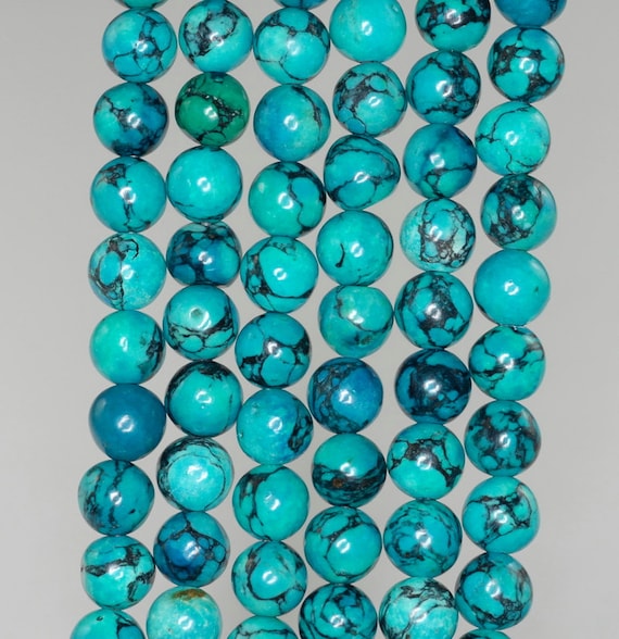 6mm Blue Turquoise Gemstone Black Swirls Round 6mm Loose Beads 16 Inch Full Strand Lot 1,2,6,12 And 50 (90186776-772) 6mm Blue Turquoise Gemstone Black Swirls Round 6mm Loose Beads 16 Inch Full Strand Lot 1,2,6,12 And 50 (90186776-772)