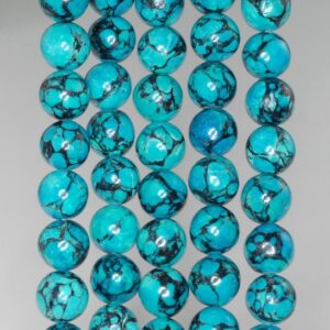 8mm Blue Turquoise Gemstone Aqua Black Swirls Round 8mm Loose Beads 16 inch Full Strand LOT 1,2,6,12 and 50 (90186772-771) 8mm Blue Turquoise Gemstone Aqua Black Swirls Round 8mm Loose Beads 16 inch Full Strand LOT 1,2,6,12 and 50 (90186772-771)
