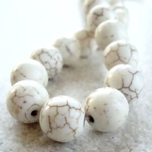 Turquoise Beads 8mm Natural Bleached White Smooth Rounds - 12 Pieces