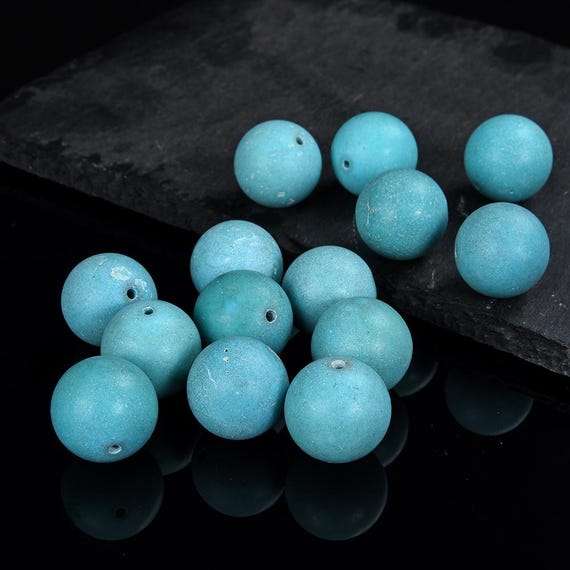 Blue Turquoise Gemstone 18mm Round 6 Beads Lot (80019792-d596)