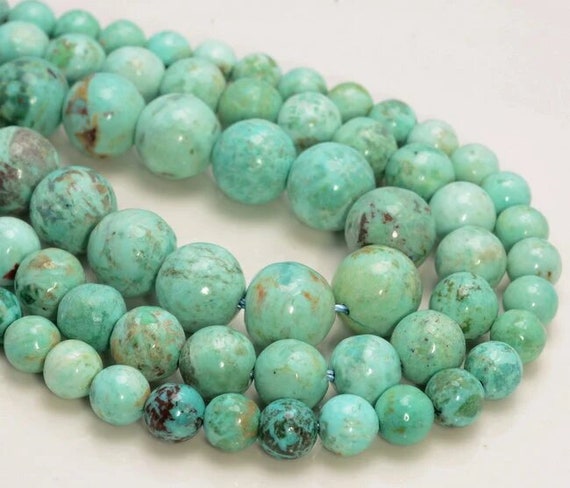 Genuine Peruvian Turquoise Gemstone Green Blue Round 6mm 8mm 10mm 12mm 14mm Beads 15.5 Inch Full Strand Bulk Lot 1,2,6,12 And 50 (a257)